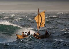 Fishing A fishing boat in rough waters