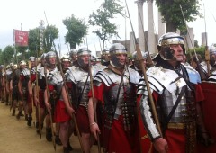 Reenactment of Romans soldiers processing