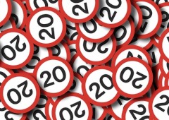 A graphic showing multiple 20 MPH speed limit signs