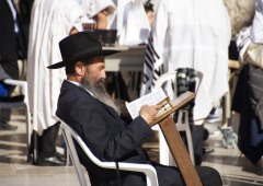 A Jewish man reading at the Wailing Wall in Jerusalem