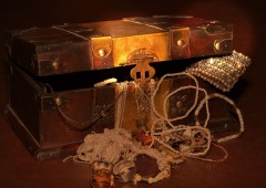 Treasure spilling out of a chest