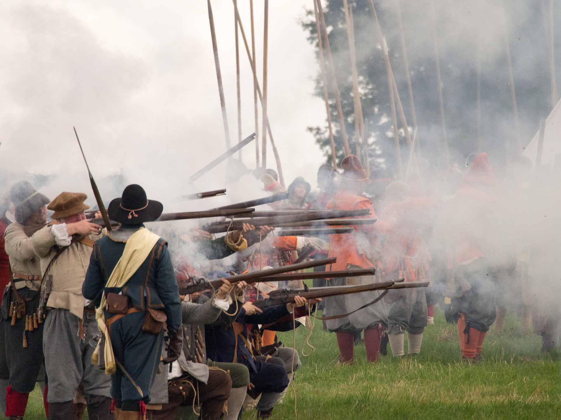 Reenactment of English Civil War battle